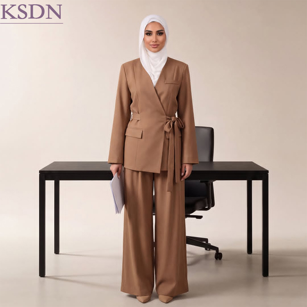 Blazer Set Women Formal - Hijab Office Women's Suit Elegant Belted