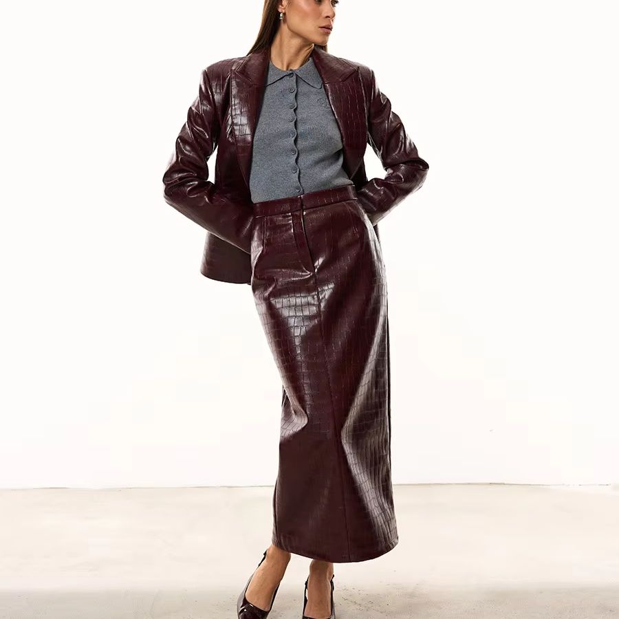 IG Women Burgundy Croc Faux Le - Pencil Skirt Midi recension och pris