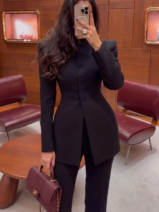 Women 2 Piece Suit Mandarin Co - Blazer Set Women Formal recension och pris