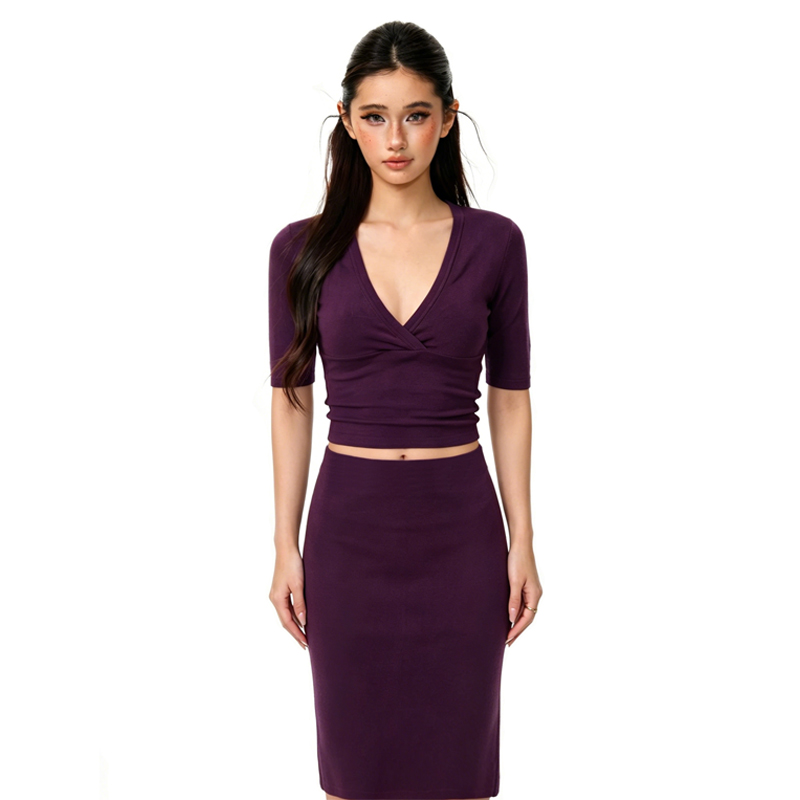 Women French V-Neck Half Sleev - Pencil Skirt Midi recension och pris