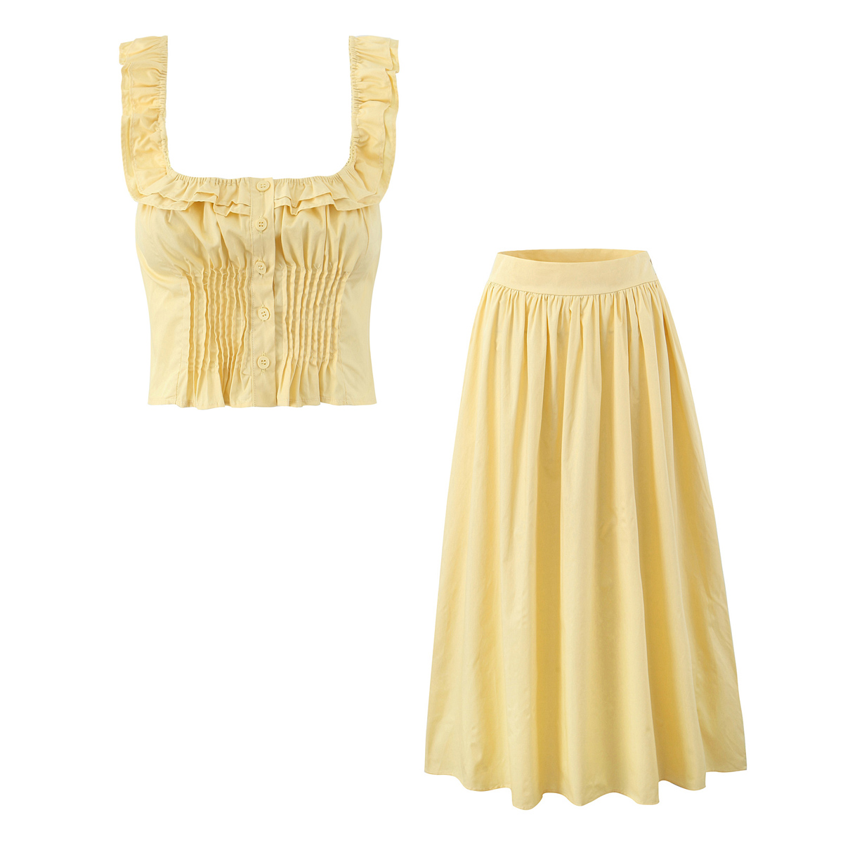 Women Wood Ears Ruffles Square - Pencil Skirt Midi recension och pris